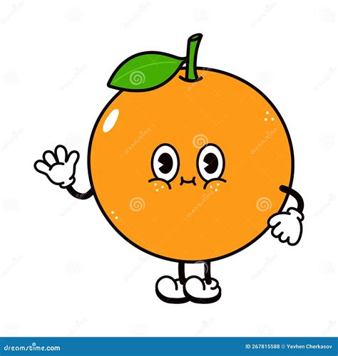 Lindo Y Gracioso Personaje De La Mano De La Fruta Naranja Personaje