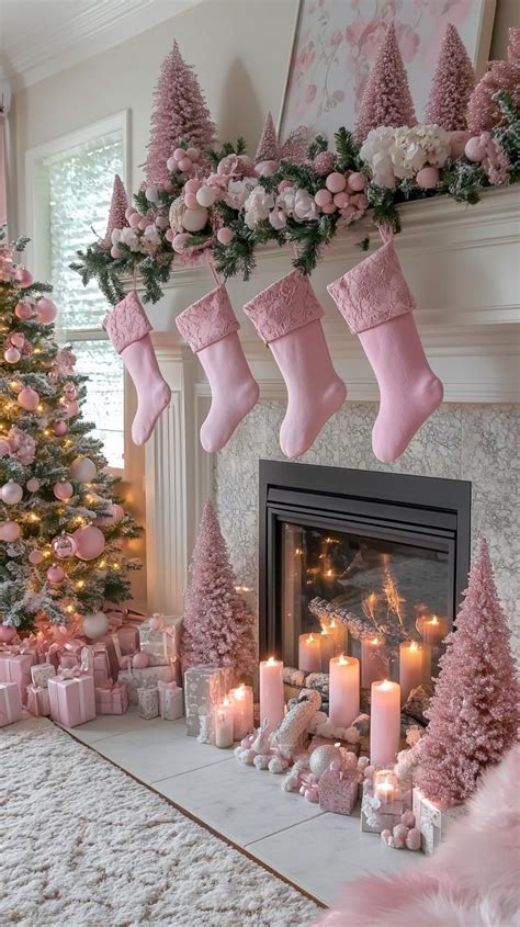 Super Cozy Christmas Fireplace Decor Ideas To Try In Pink