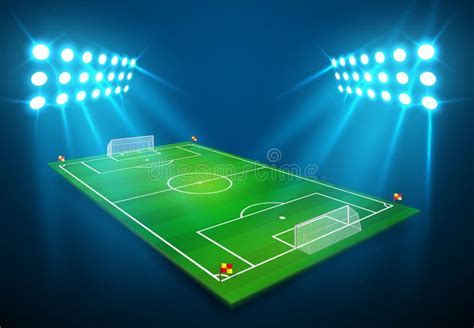 Un Illustrazione Del Campo Di Calcio Di Calcio Con Lo Stadio Luminoso