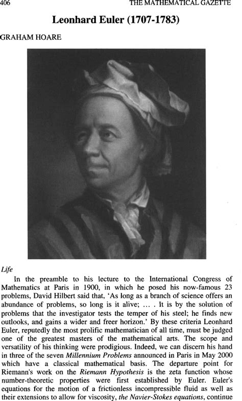 Leonhard Euler Mathematician