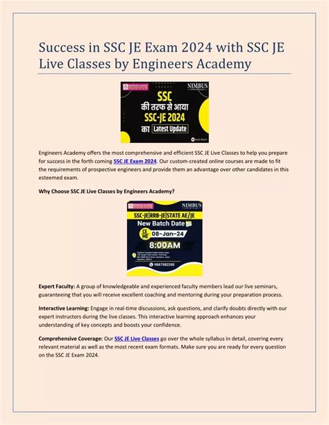 Ppt Success In Ssc Je Exam With Ssc Je Live Classes By Engineers