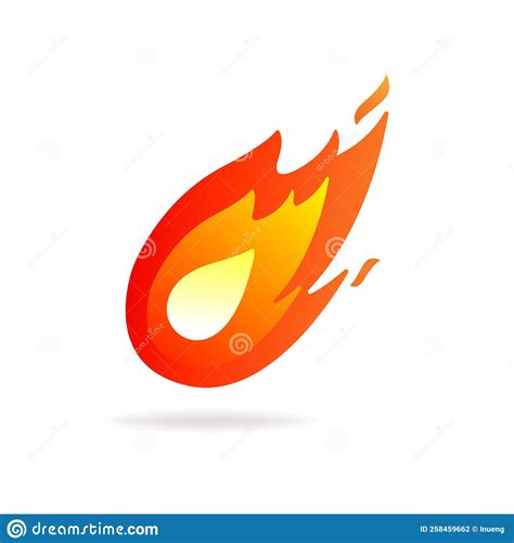 Red Hot Fire Ball Flame Heat Or Spicy Food Symbol Stock Vector