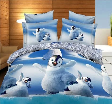 Pinguin bettwäsche sets 3D nette quilt bettbezug bett in einem tasche