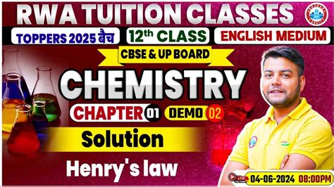 Class 12 Chemistry Chapter 1 Solution Henry S Law 2 By Avinash Sir Cbse And Up Board 2025