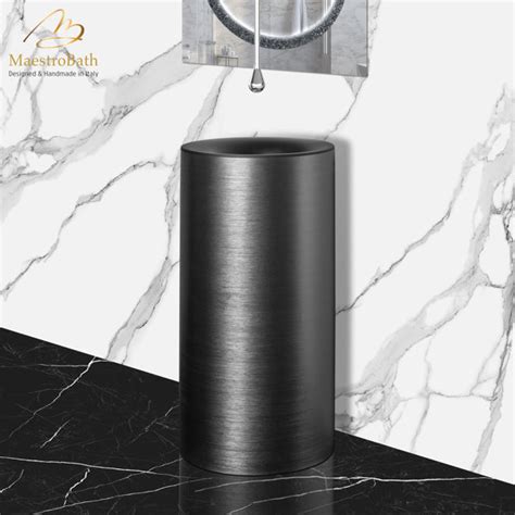 MaestroBath Lavabo de salle de bain piédestal en résine noir anthracite