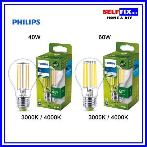 Philips Led Classic A60 E27 Cl Eela Srt4 40w 60w 3000k 4000k