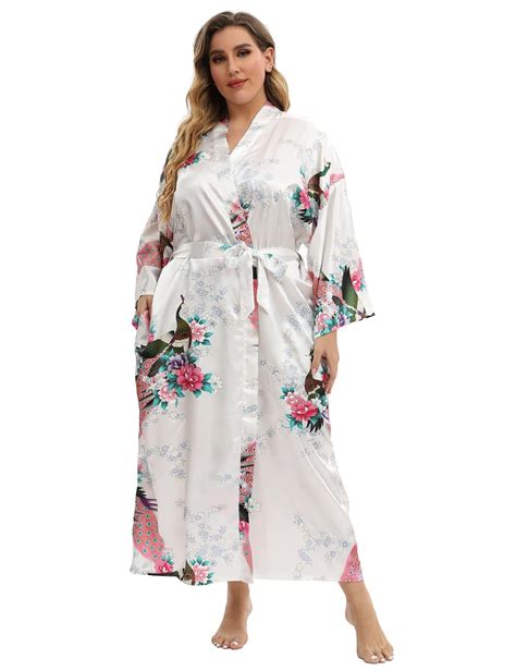 Floral Long Silk Robes For Women