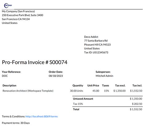 Pro Forma Invoices Odoo Documentation