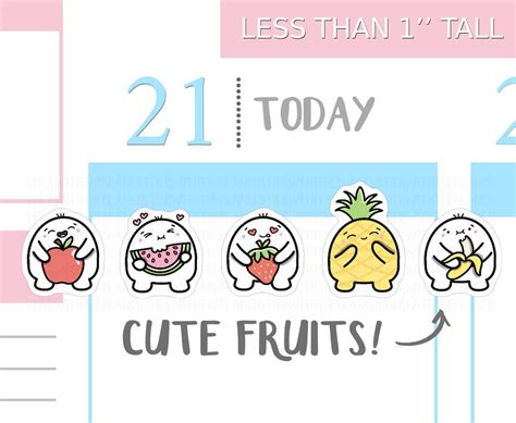 S_069 Fruit Planner Stickers Food Stickers Emoti Stickers - Etsy