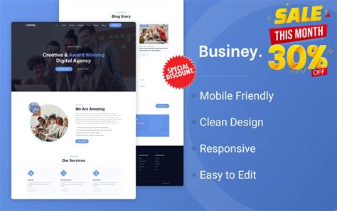 Businey – Digital Agency Bootstrap One Page HTML Website Template