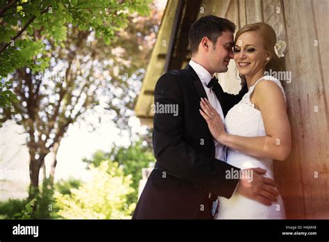 Beautiful Bride And Groom Before Wedding Stock Photo Alamy