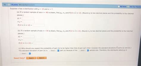 Solved 12 19 Points BBUnderStat12 6 5 011 Notes O Ask Your Chegg