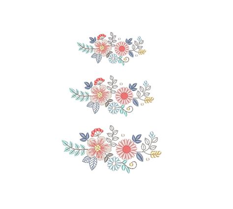 Machine Embroidery Design Modern Boho Flowers Modern Floral Etsy Uk