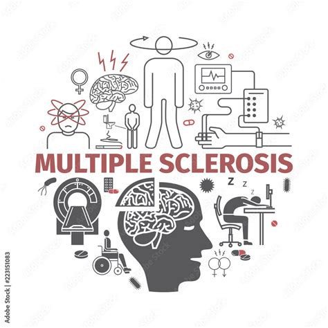 Multiple sclerosis banner. Symptoms, Causes, Treatment. Vector signs ...
