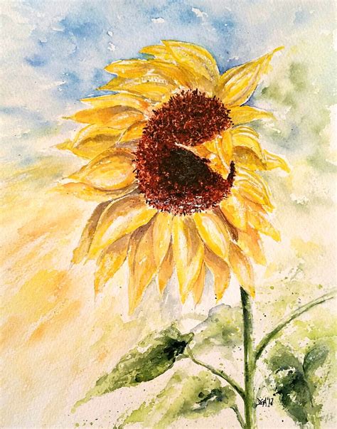 Watercolor Summer Sunflower Watercolors By Donnell Anderson