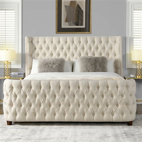 Rosdorf Park Currier Upholstered Wingback Bed Reviews Wayfair