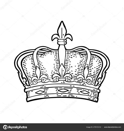 King Crown Engraving Vintage Vector Black Illustration Isolated On