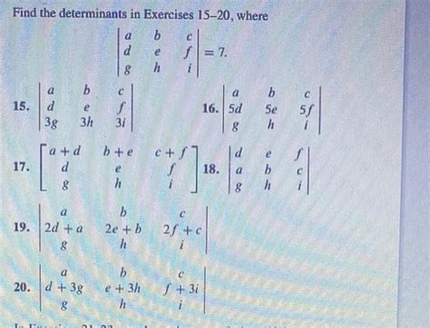 Solved Find The Determinants In Exercises Where A B D Chegg