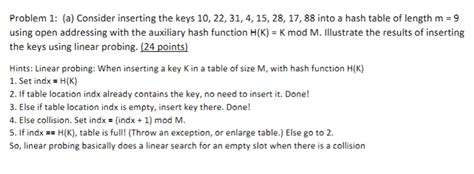 Solved Problem A Consider Inserting The Keys Chegg