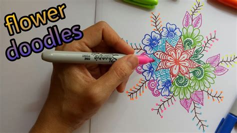 Doodle Flowers With Sharpie Fine Point Permanent Markers Youtube