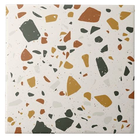 Modern Terrazzo Terracotta Yellow Green Ceramic Tile