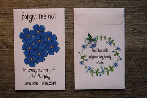 Funeral Forget Me Not Flowers Personalised Envelopes Seed Packets