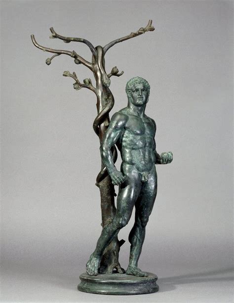 Bronze Group Herakles At The Tree Of The Hesperides Holding Three Of