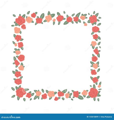 Quadro Quadrado Das Flores Cor De Rosa Isoladas No Fundo Branco Ilustra