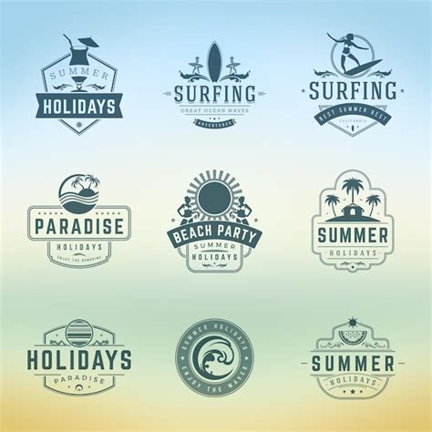 Premium Vector Summer Holidays Labels Or Badges Retro Typography