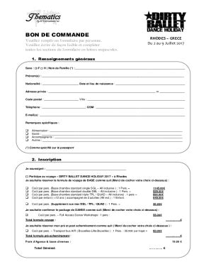 Fillable Online BON DE COMMANDE AS En Danse Fax Email Print PdfFiller