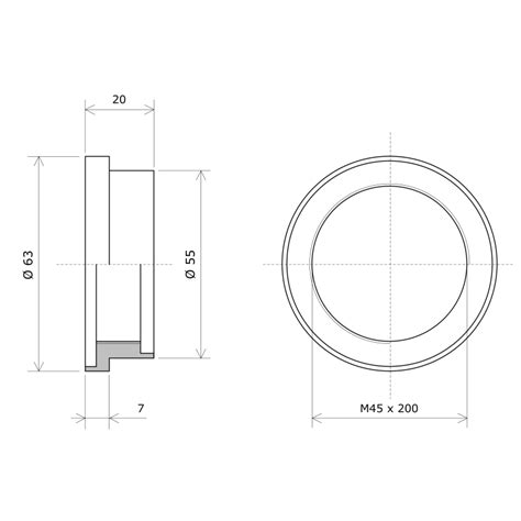 Bague taraudée M45 x 200 à souder en inox 304L pour thermoplongeur à