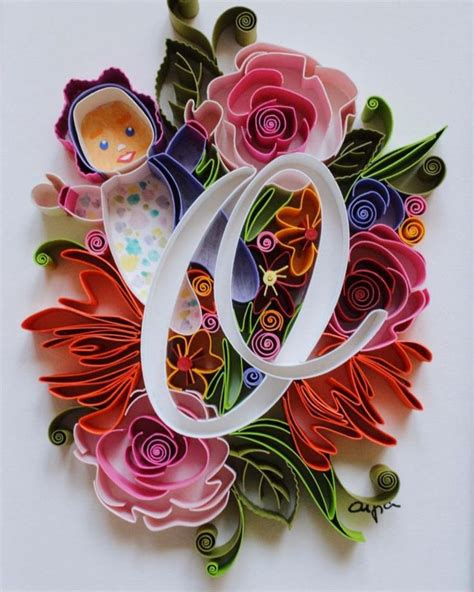 Quilled Wall Art Floral Letter Monogram Wall Art Etsy Paper