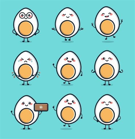 Premium Vector Cute Egg Cartoon Set Collection