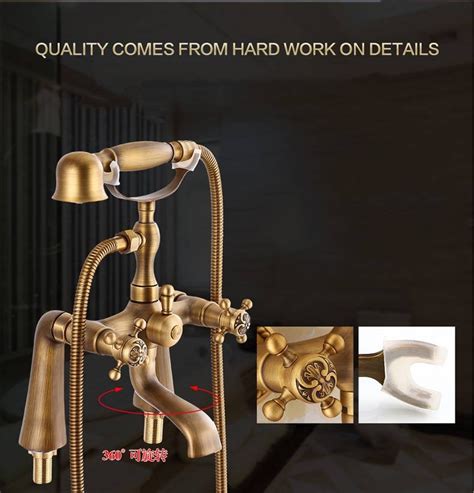 Luxury Bathtub Faucets Antique Brass Material Bathroom Shower Set