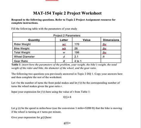 ️gear Ratio Worksheet Free Download