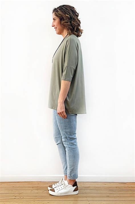 Bamboo Short Sleeve Curved Hem Box Top Khaki Shortlist