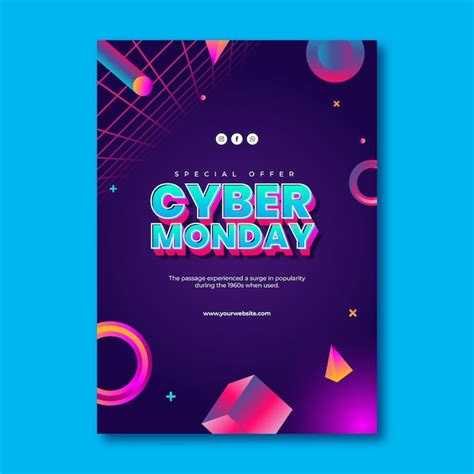 Plantilla de póster vertical degradado para venta de cyber monday