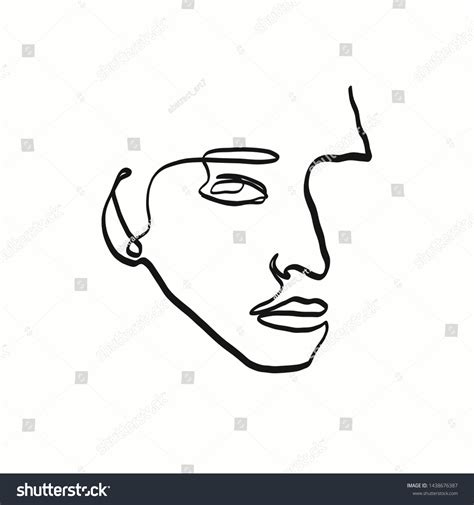 One Line Continuous Woman Face Abstract Stock Vector Royalty Free