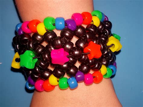 Rainbow Star Kandi Bracelet X Base Cuff Etsy