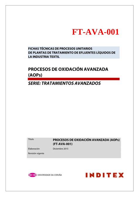 PDF PROCESOS DE OXIDACIÓN AVANZADA AOPs DOKUMEN TIPS