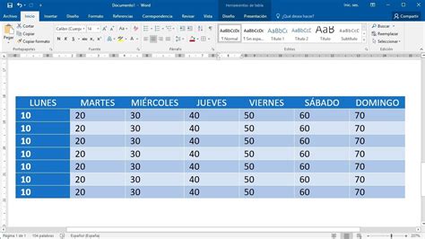 Diferentes Tablas En Word