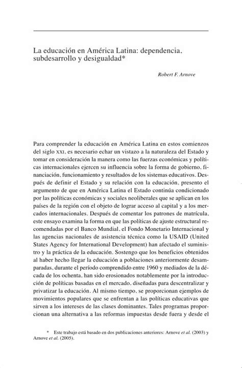 PDF La educación en América Latina dependencia Para comprender la educación en América