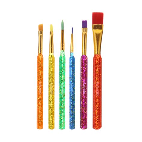 Hello Hobby Assorted Shape Synthetic Bristle Art Brushes 6 Pack Age