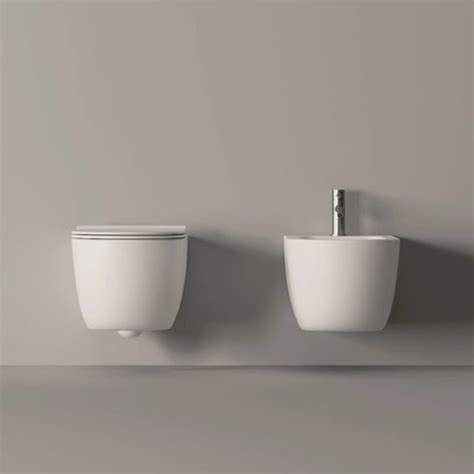 Unica Vaso Wc Sospeso Rimless In Ceramica Bianca Lucida Con