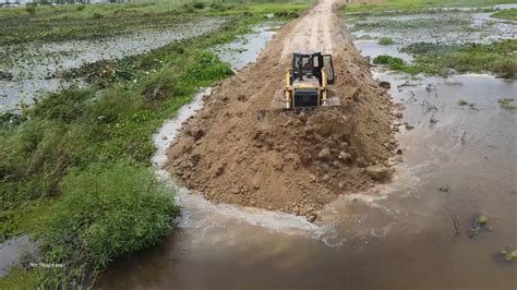 Incredible Power Dozer Pushing Dirt On New Road Construction And