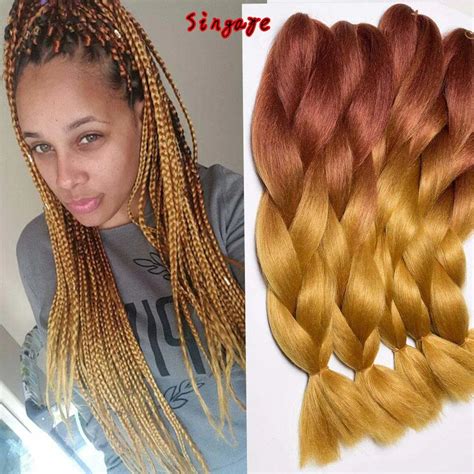 Two Tone 100g Ombre Kanekalon Braiding Hair 24 Beautiful Braiding Hair Kanekalon Jumbo Braid