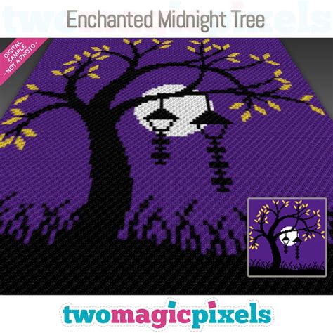 Enchanted Midnight Tree Crochet Graph C2c Mini C2c Sc Hdc Etsy