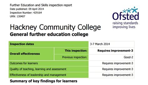 Hackney Community College First To Be Rated Under New Ofsted Framework