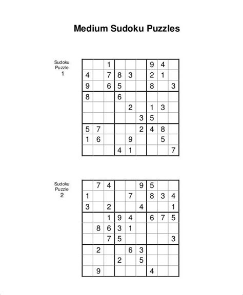 Medium Sudoku Printable