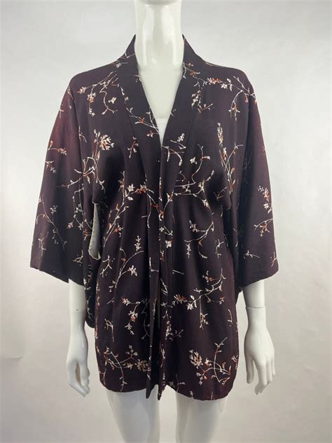 1970s Dark Purple Haori Kimonoplum Noragi Work Duste Gem